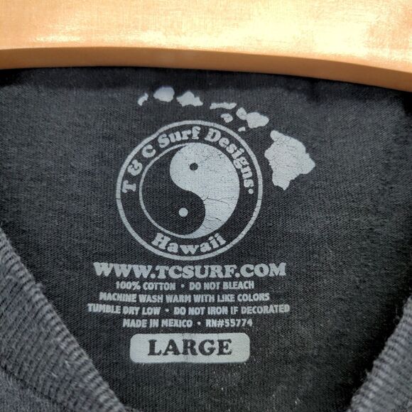 T&C Surf Designs Mens Hawaii Graphic Tee Shirt Black Large Short Sleeve - Picture 11 of 14